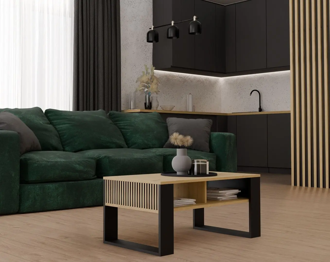 Masa pentru reviste TopEshop Modern 2P Slim (Artisan Oak/Black)