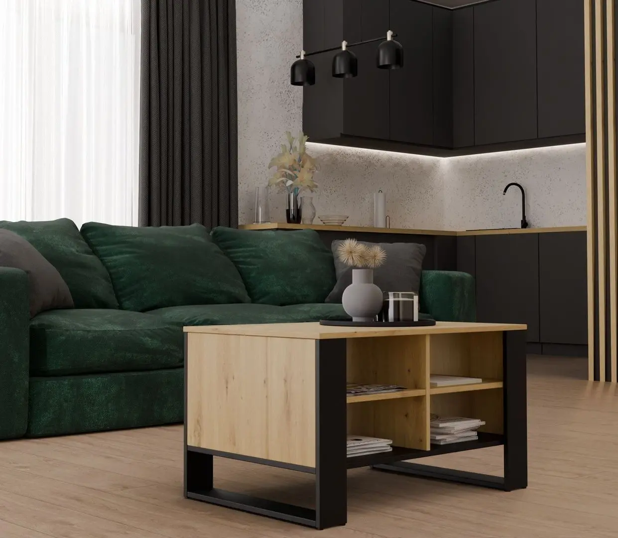 Masa pentru reviste TopEshop Modern 4P (Artisan Oak/Black)