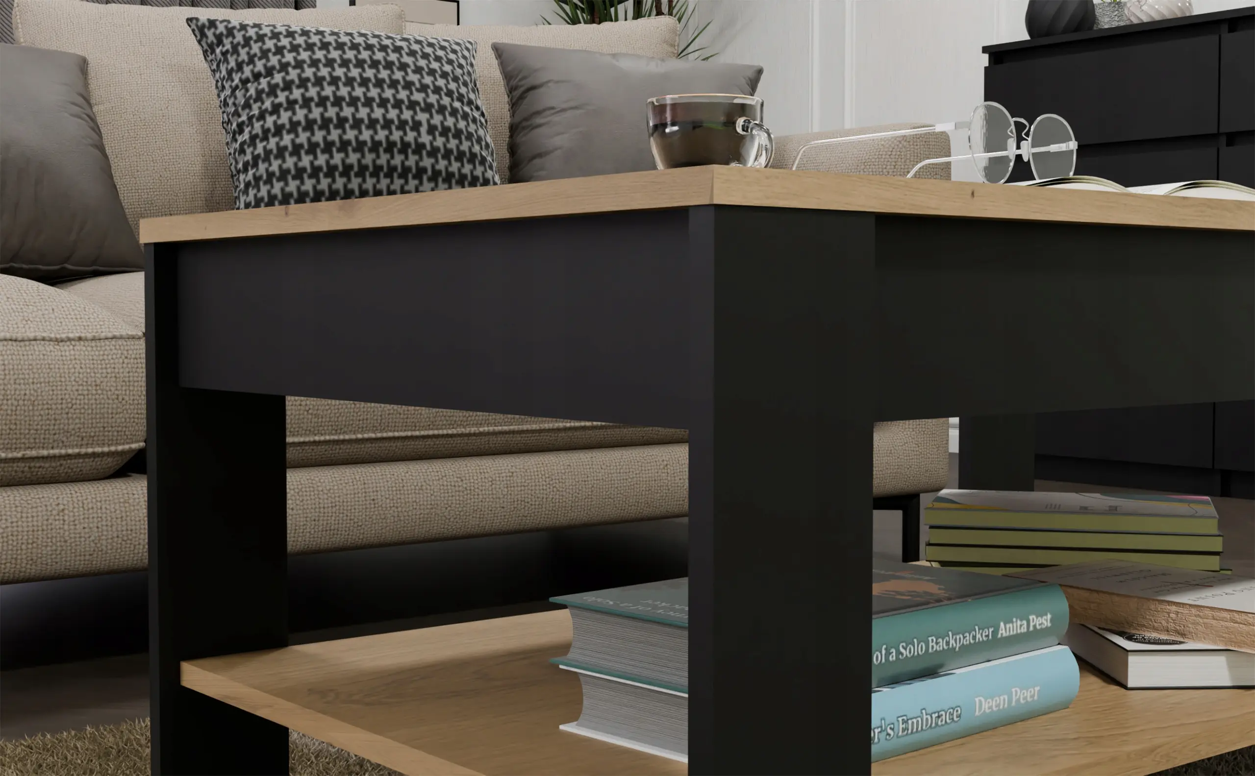 Журнальный столик TopEshop Ohio (Artisan Oak/Black)