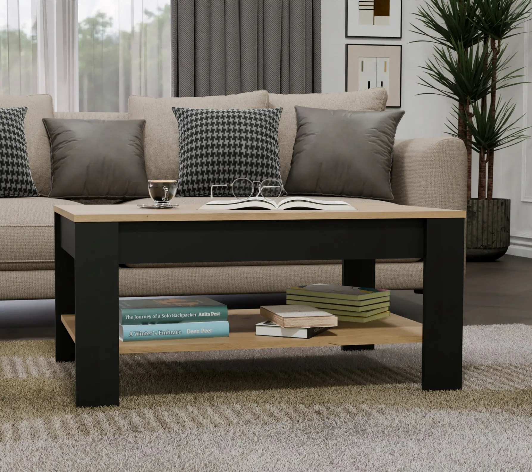 Журнальный столик TopEshop Ohio (Artisan Oak/Black)