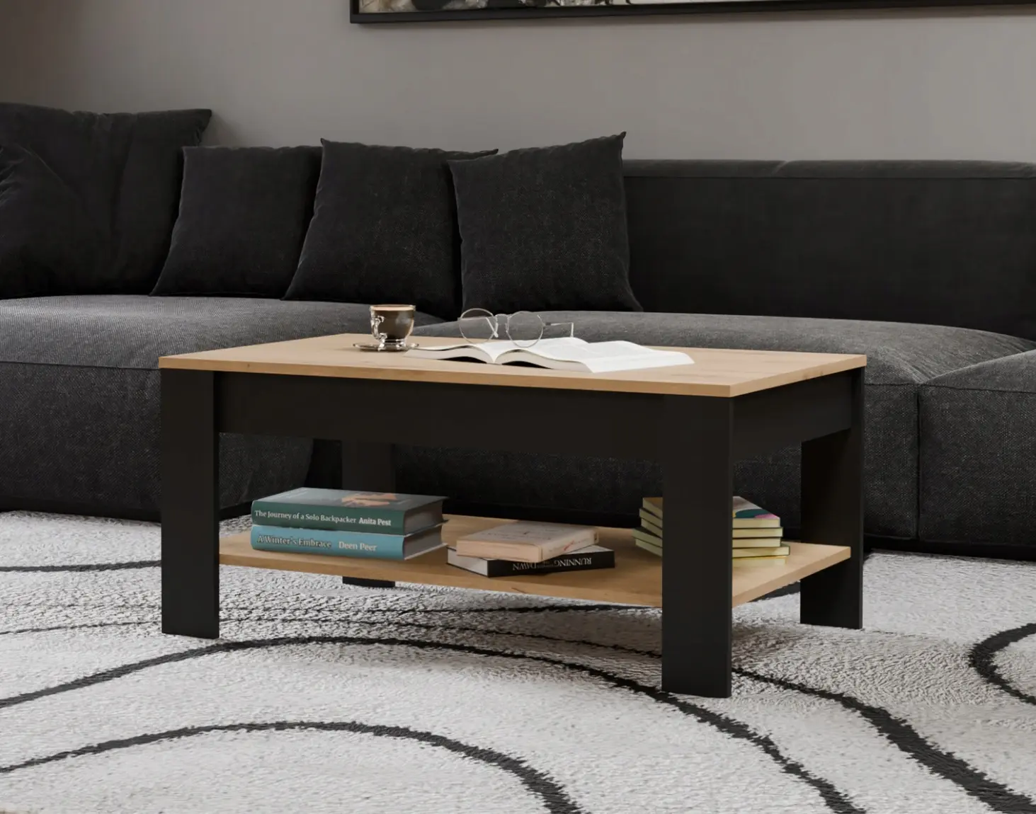 Журнальный столик TopEshop Ohio (Artisan Oak/Black)