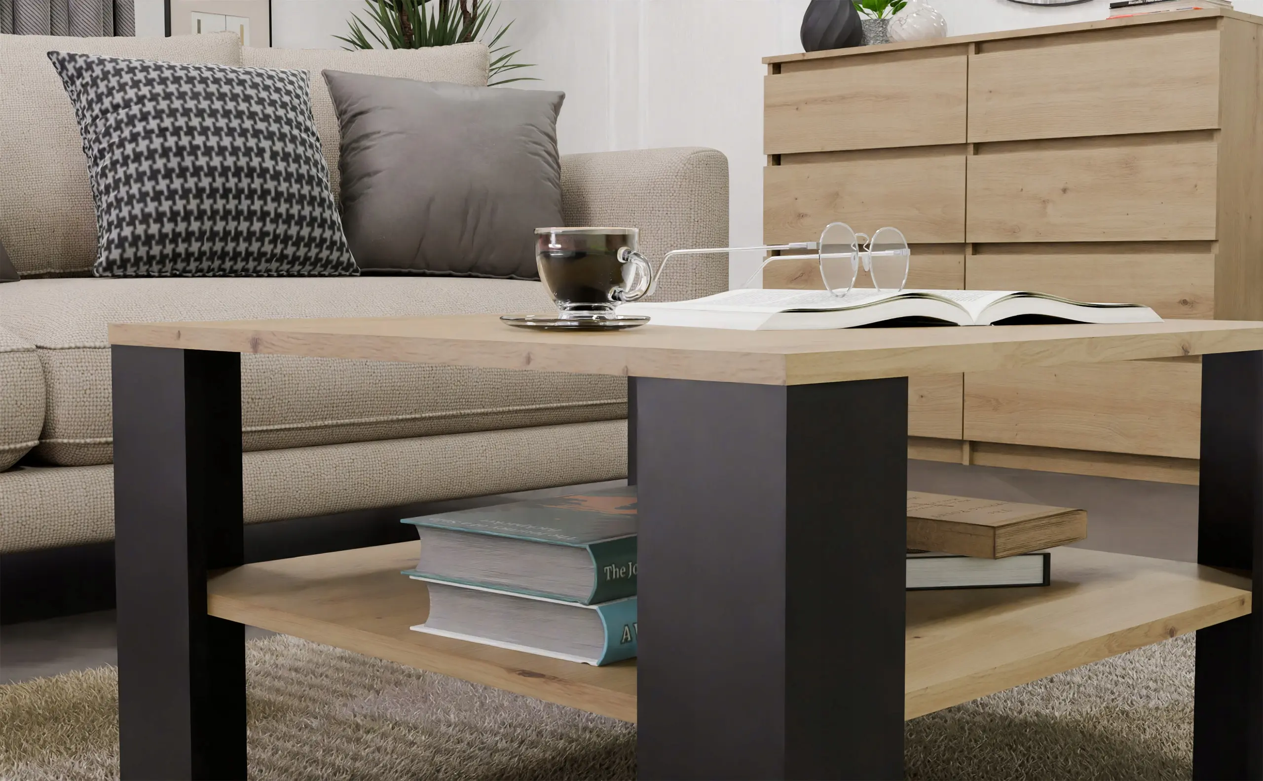 Masa pentru reviste TopEshop Square (Oak/Black) - 6