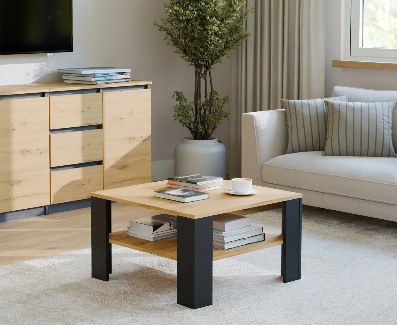 Masa pentru reviste TopEshop Square (Oak/Black) - 7