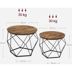 Set masute pentru reviste Vasagle LCT041K01 (Rustic Brown/Ink Black) Thumb