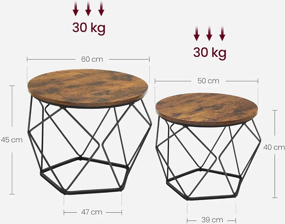 Set masute pentru reviste Vasagle LCT041K01 (Rustic Brown/Ink Black)