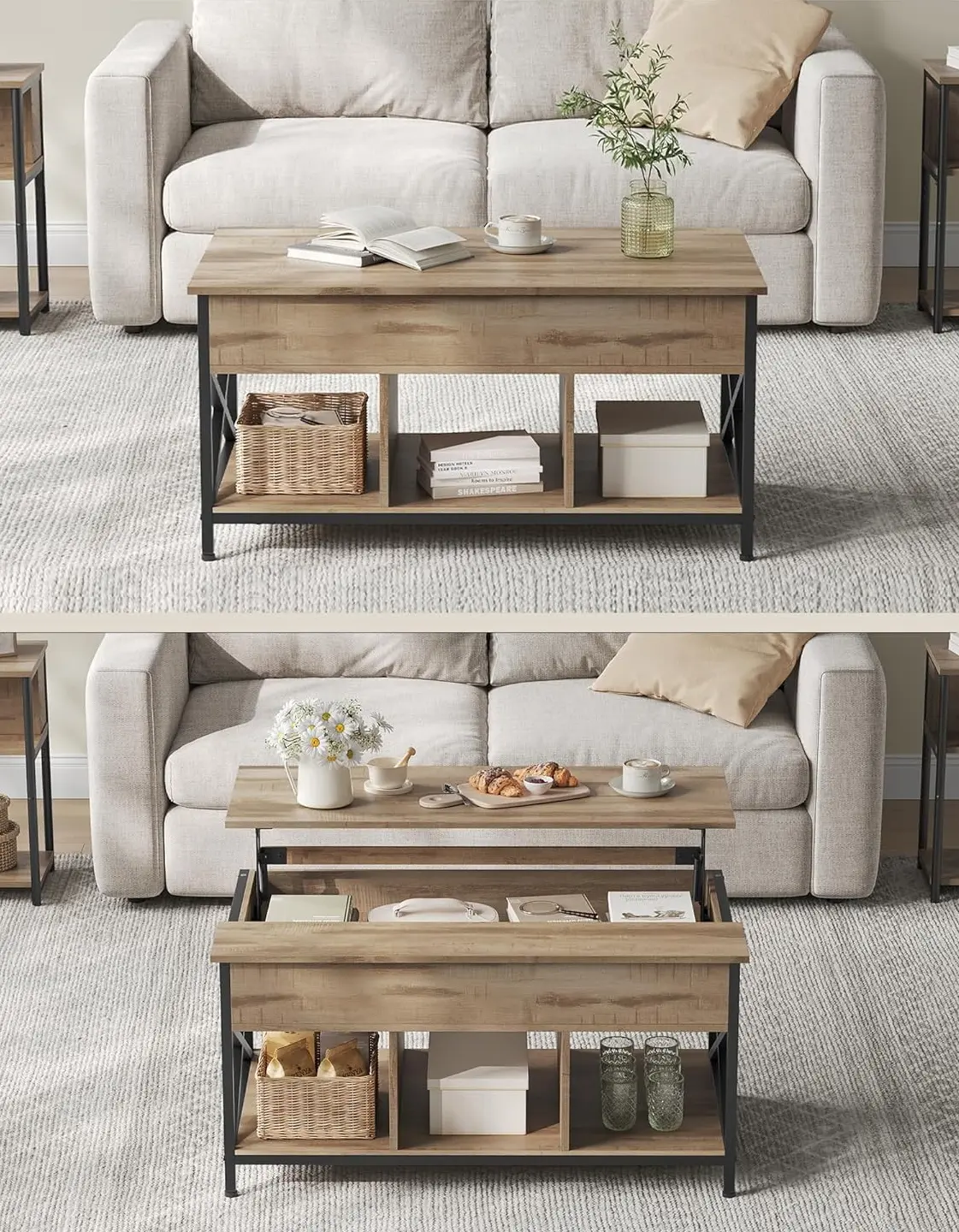 Журнальный столик Vasagle LCT205K50 (Camel Brown/Black) - 3