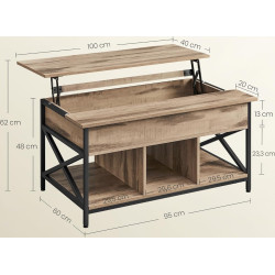 Журнальный столик Vasagle LCT205K50 (Camel Brown/Black) Thumb