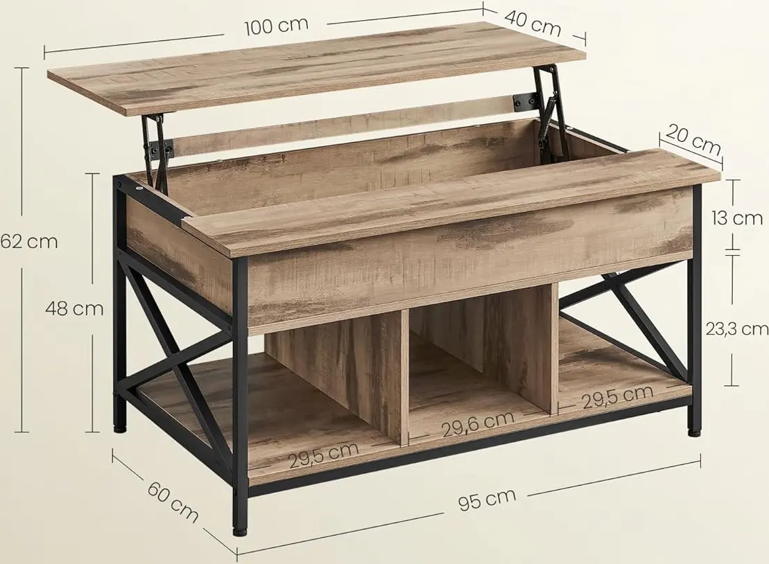 Журнальный столик Vasagle LCT205K50 (Camel Brown/Black) - 6