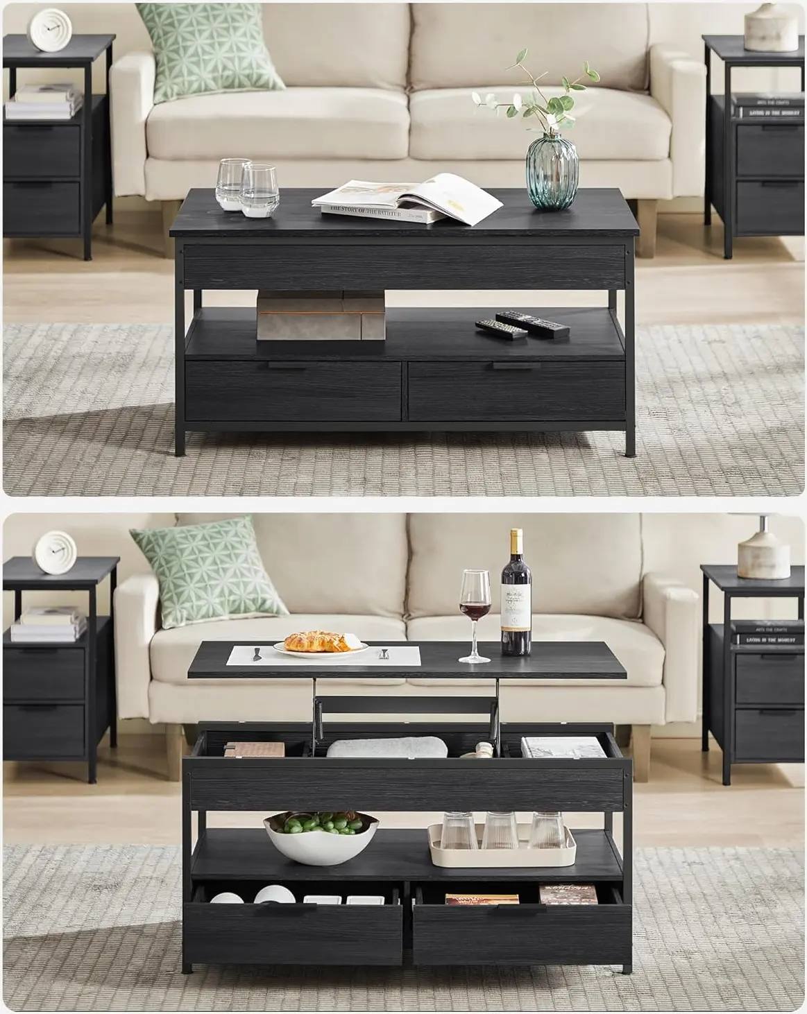 Журнальный столик Vasagle LCT209B22 (Charcoal Grey/Ink Black) - 3