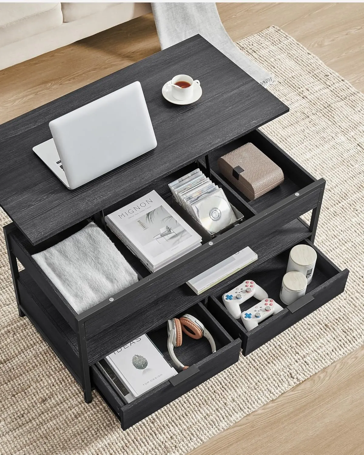 Журнальный столик Vasagle LCT209B22 (Charcoal Grey/Ink Black) - 5