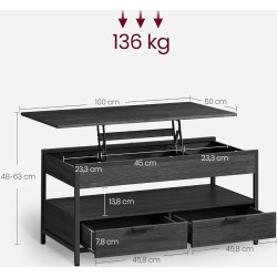 Журнальный столик Vasagle LCT209B22 (Charcoal Grey/Ink Black) Thumb