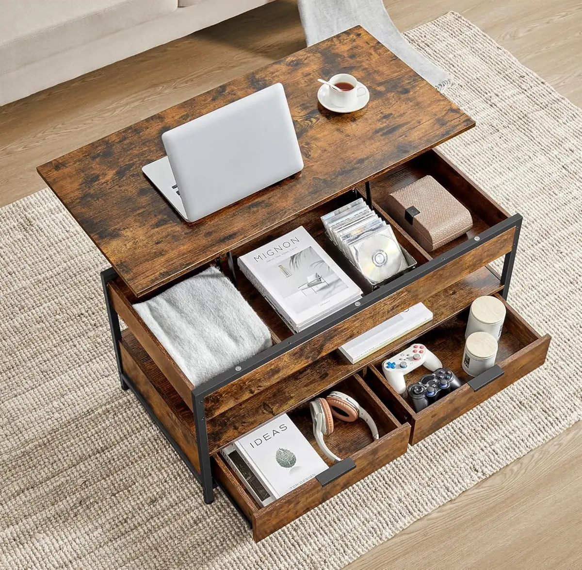 Журнальный столик Vasagle LCT209K01 (Rustic Brown/Ink Black)