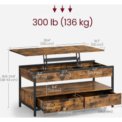 Журнальный столик Vasagle LCT209K01 (Rustic Brown/Ink Black) Thumb