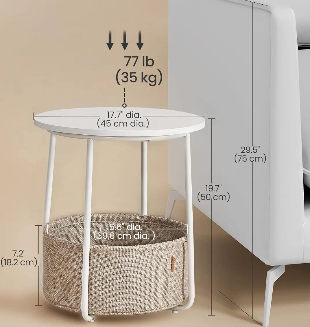 Masa pentru reviste Vasagle LET223W10 (White/Camel) - 8