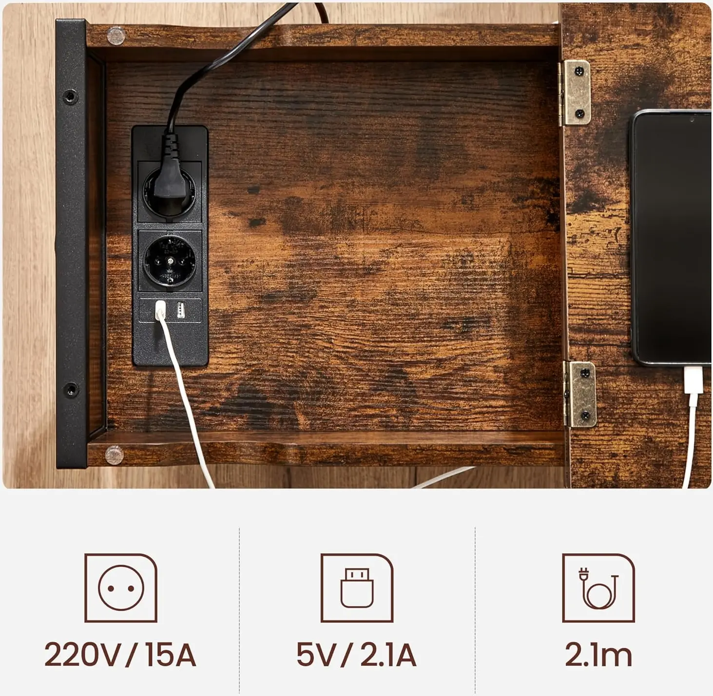 Masa pentru reviste Vasagle LET311B01 (Vintage Brown/Black)