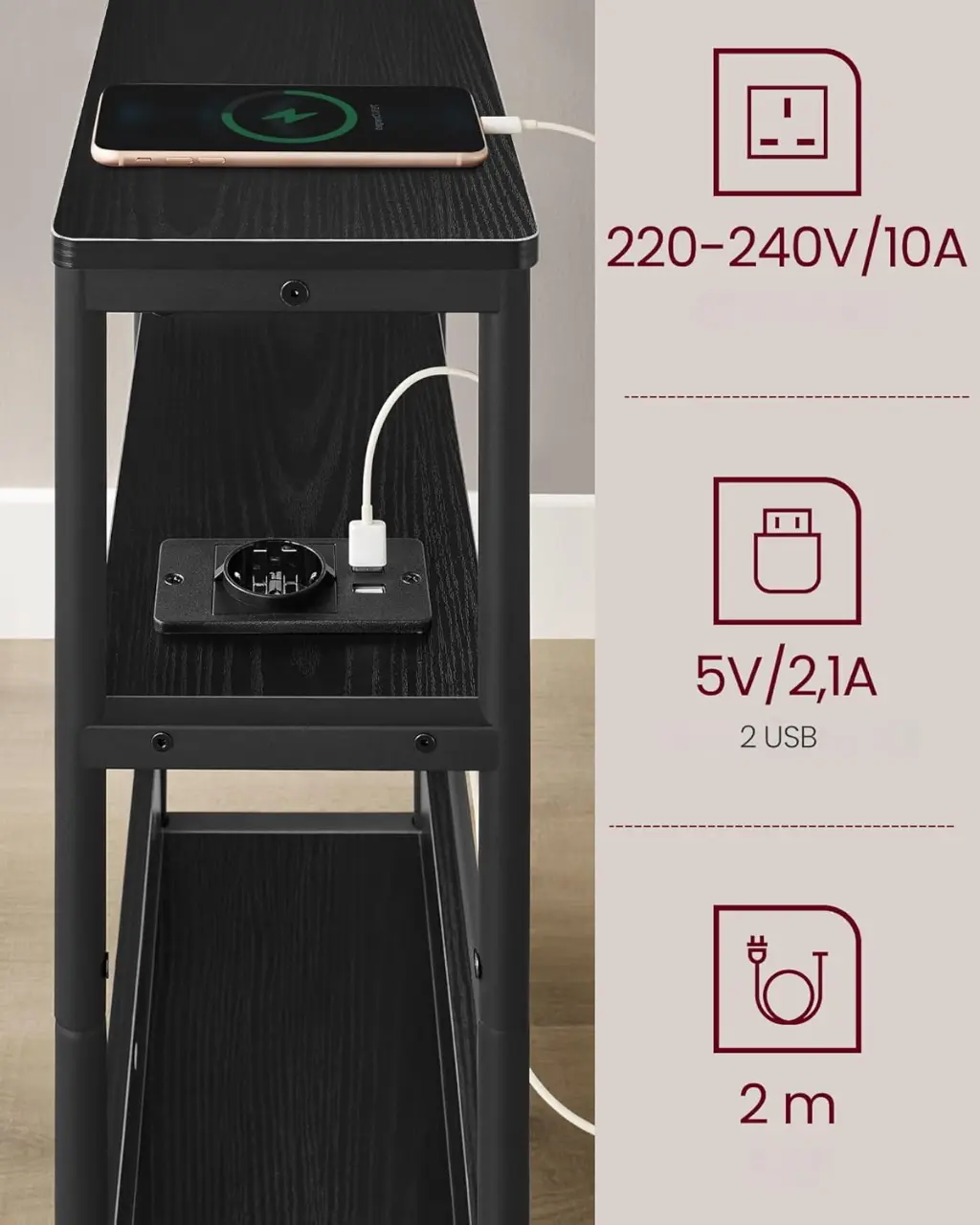 Журнальный столик Vasagle LET335B02 (Ebony Black/Ink Black) - 5