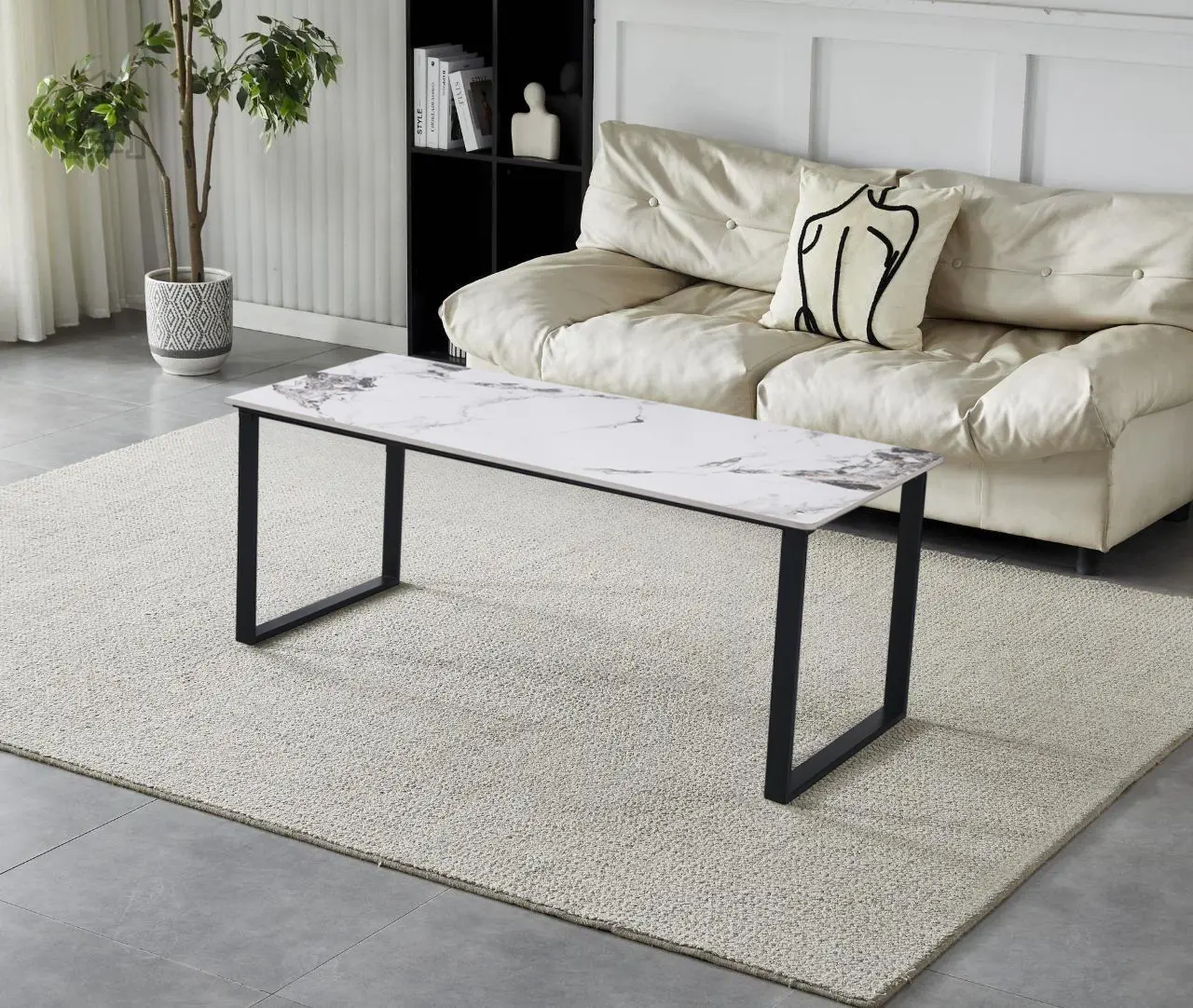 Masa pentru reviste Yasen CT- 2472 (White Marble/Black)