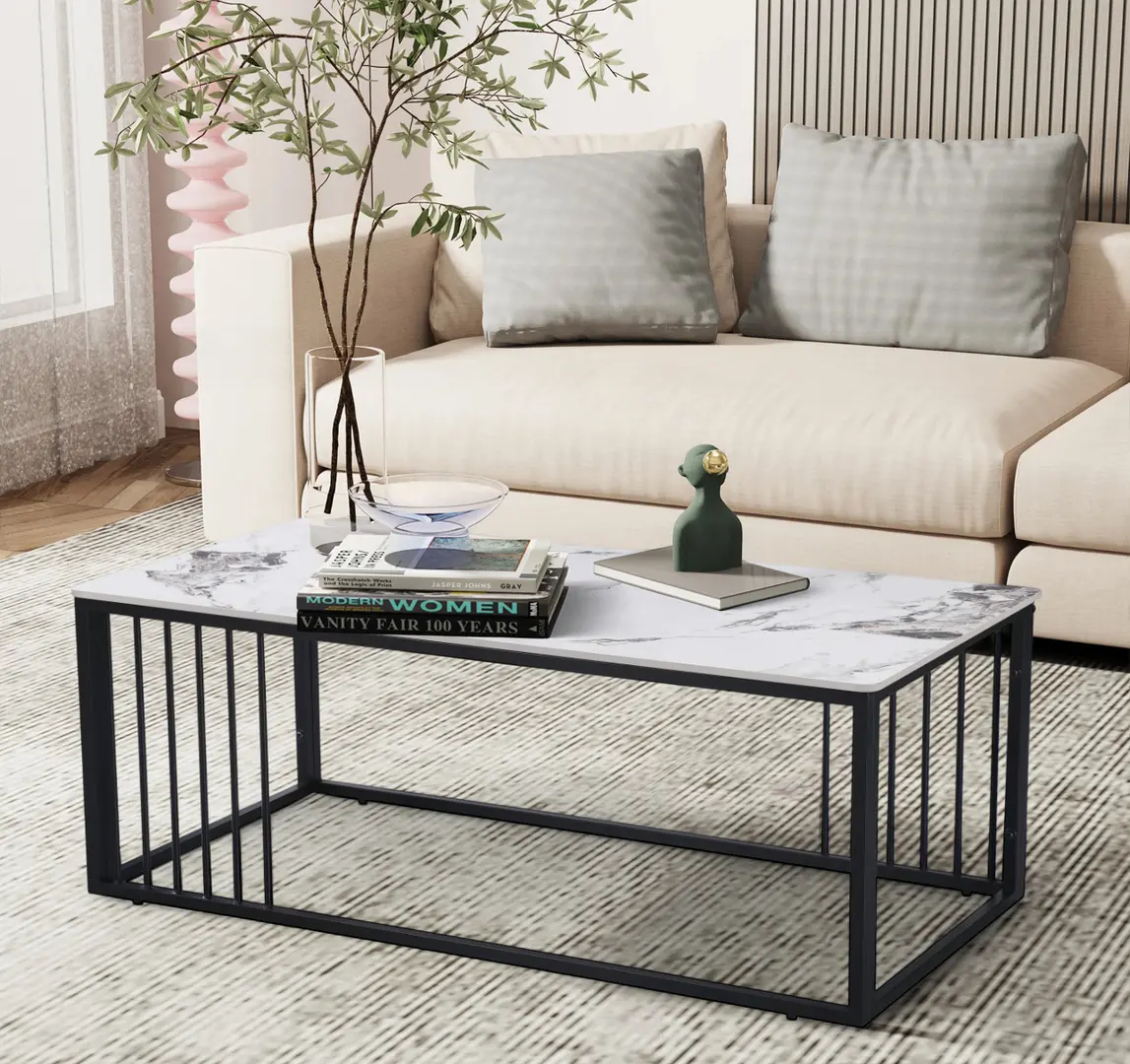 Masa pentru reviste Yasen CT- 2476 (White Marble/Black)