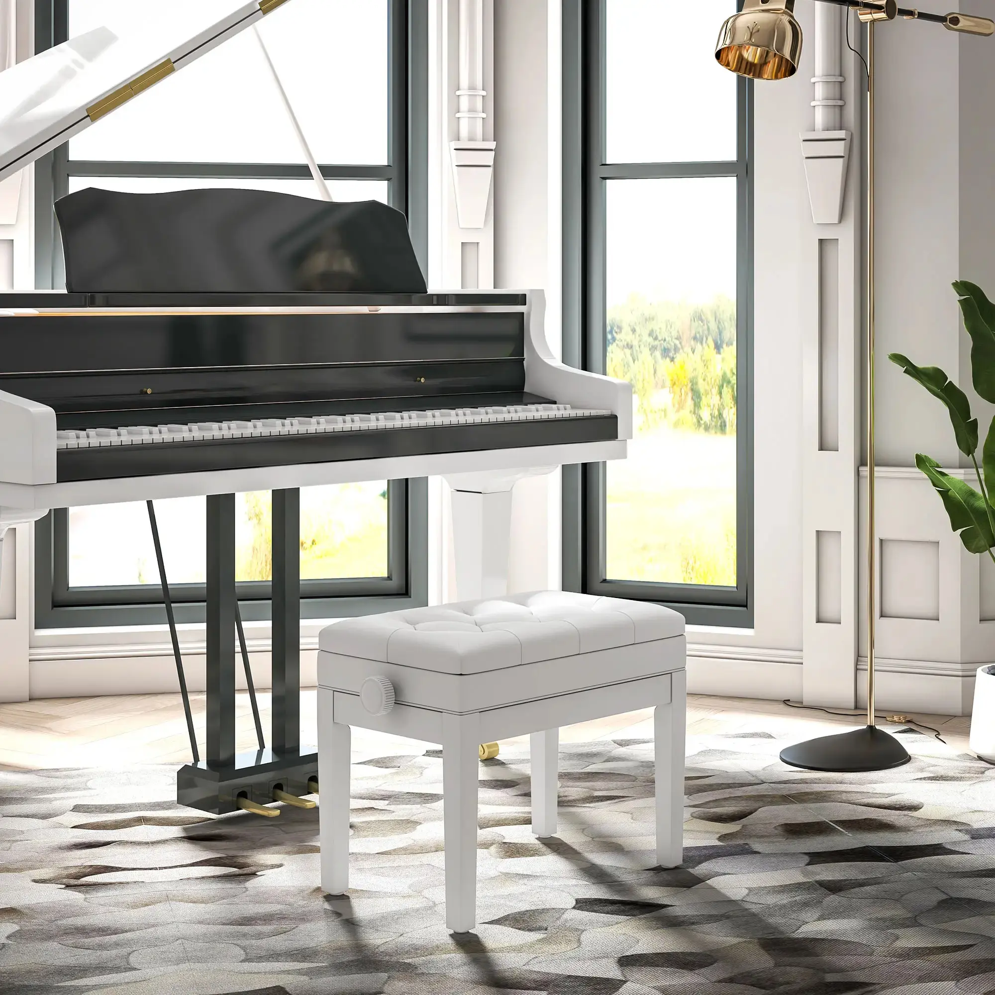 Банкетка для пианино Homcom F12-016V00WT (White) - 6