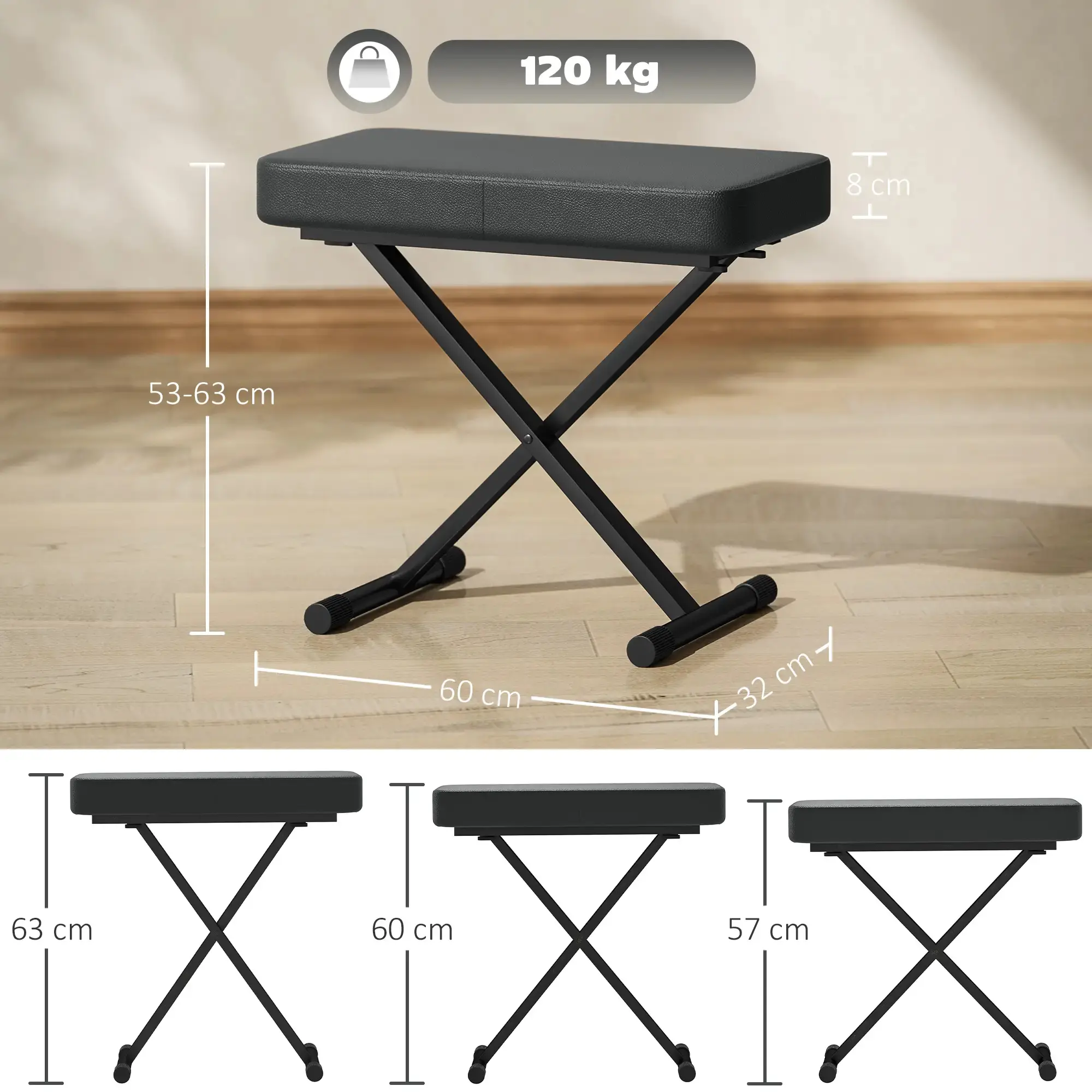Банкетка для пианино Homcom F12-020V00BK (Black) - 3