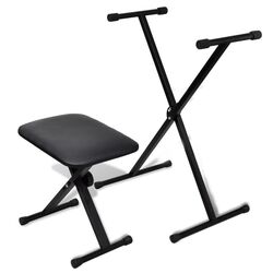 Stativ si scaun pentru instrumente cu clape VidaXL 70032 (Black)