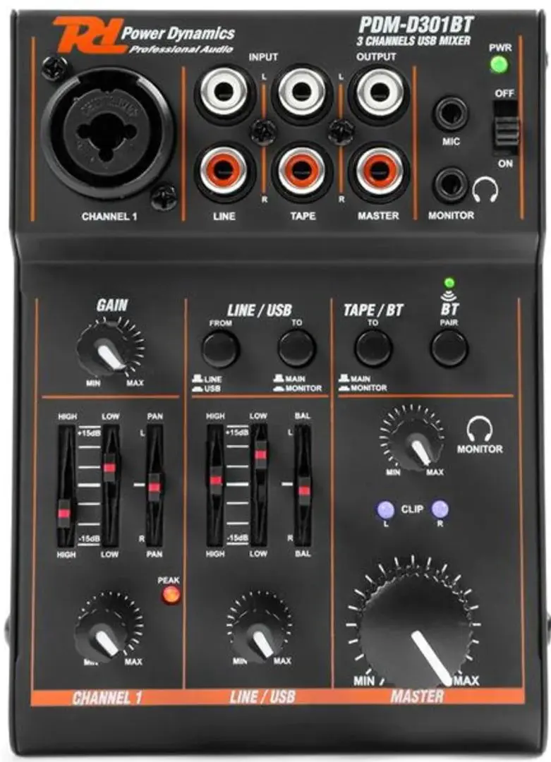 Mixer de DJ Power Dynamics PDM-D301BT (Black)