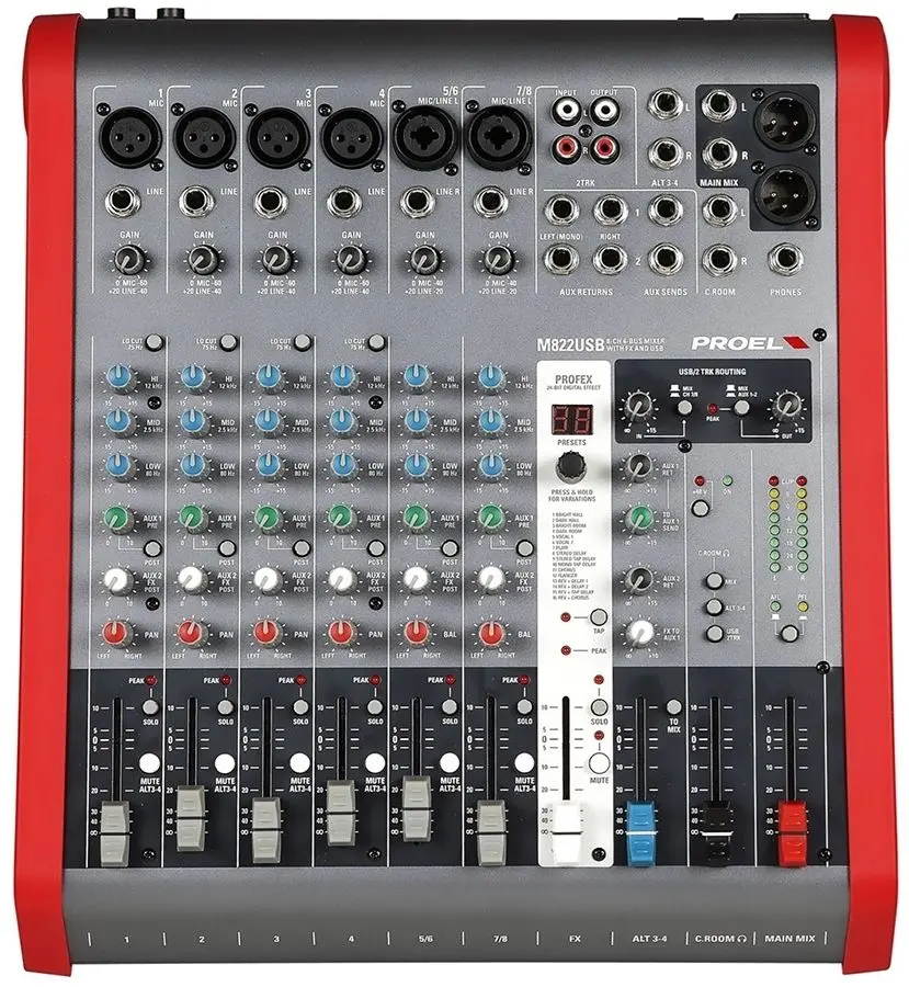 Микшер Proel M822USB (Grey/Red)