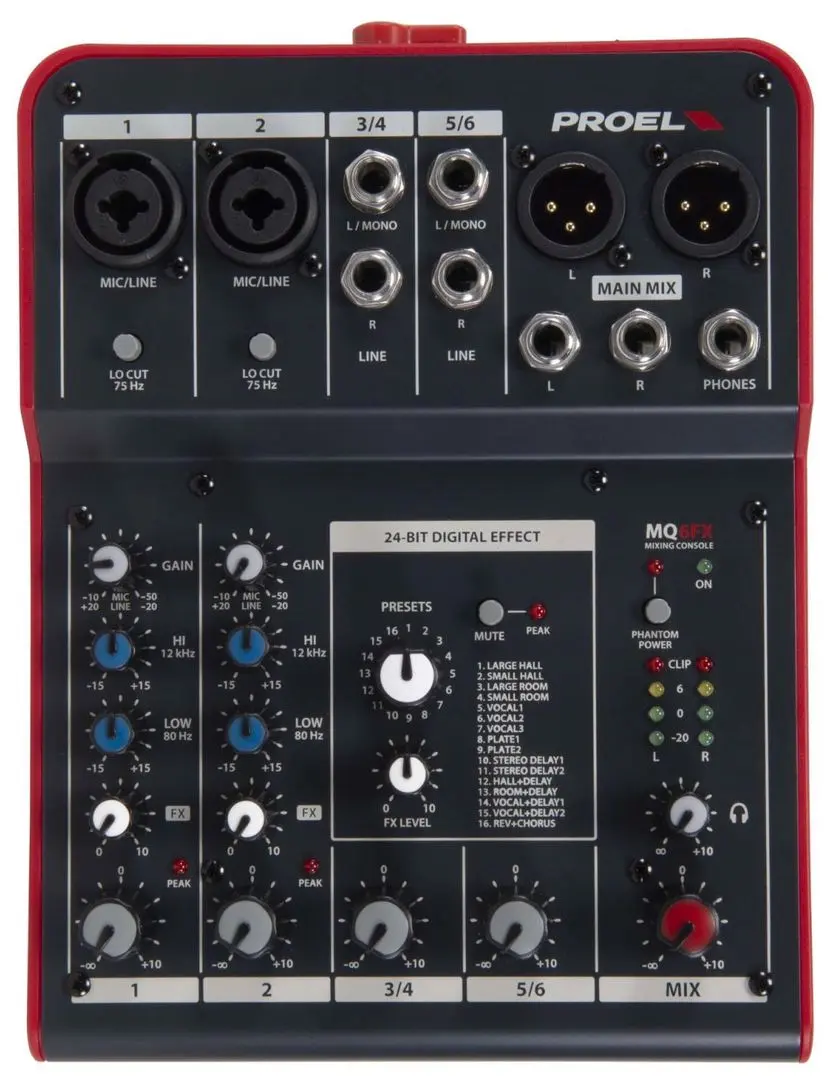 Микшер Proel MQ6FX (Grey/Red)