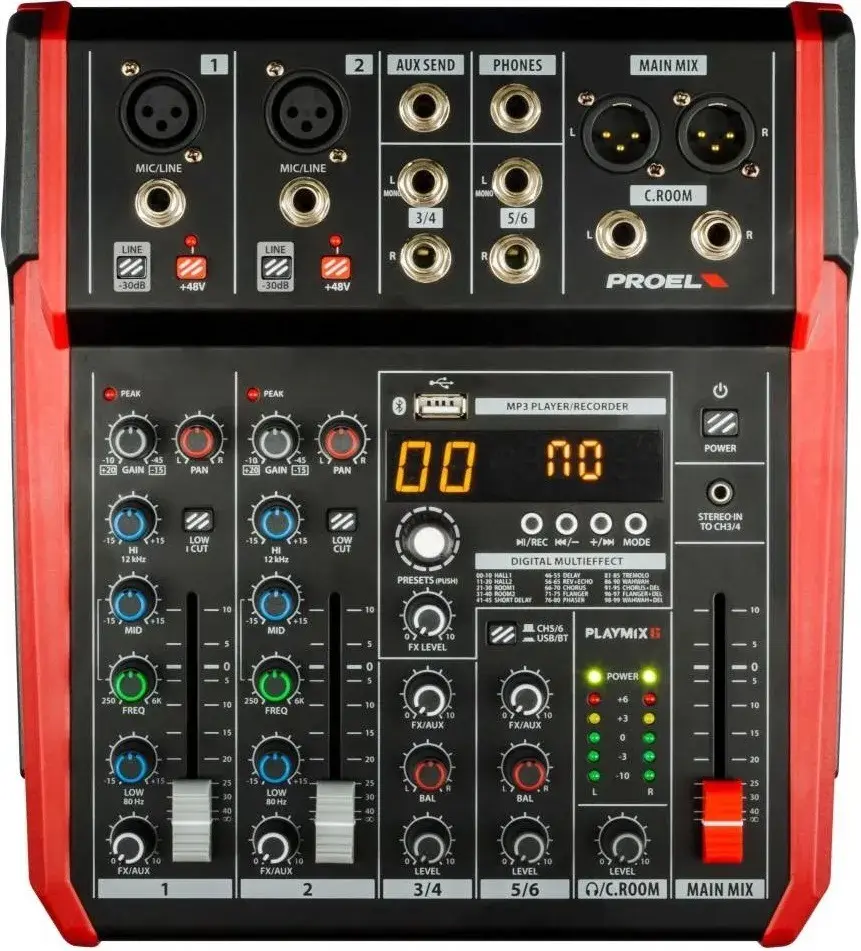 Consola de mixaj Proel Playmix6 (Black/Red)