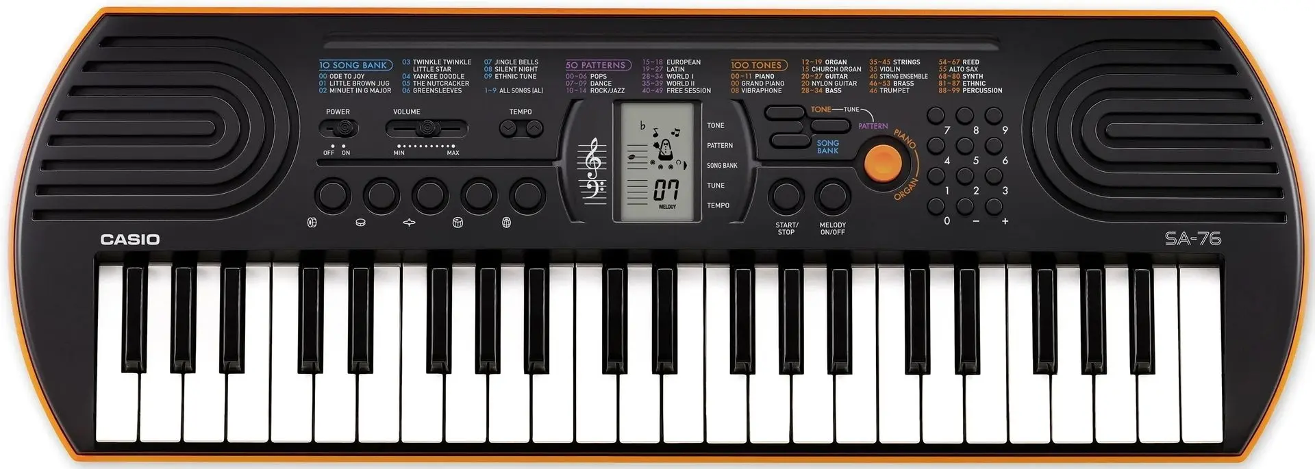 Sintetizator mini Casio Mini SA-76 (Black/Orange)