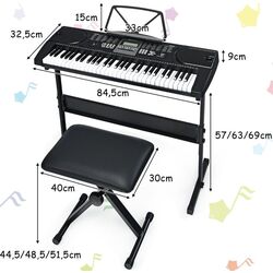 Set sintetizator + scaun + microfon + casti Costway MU70008DE (Black) Thumb