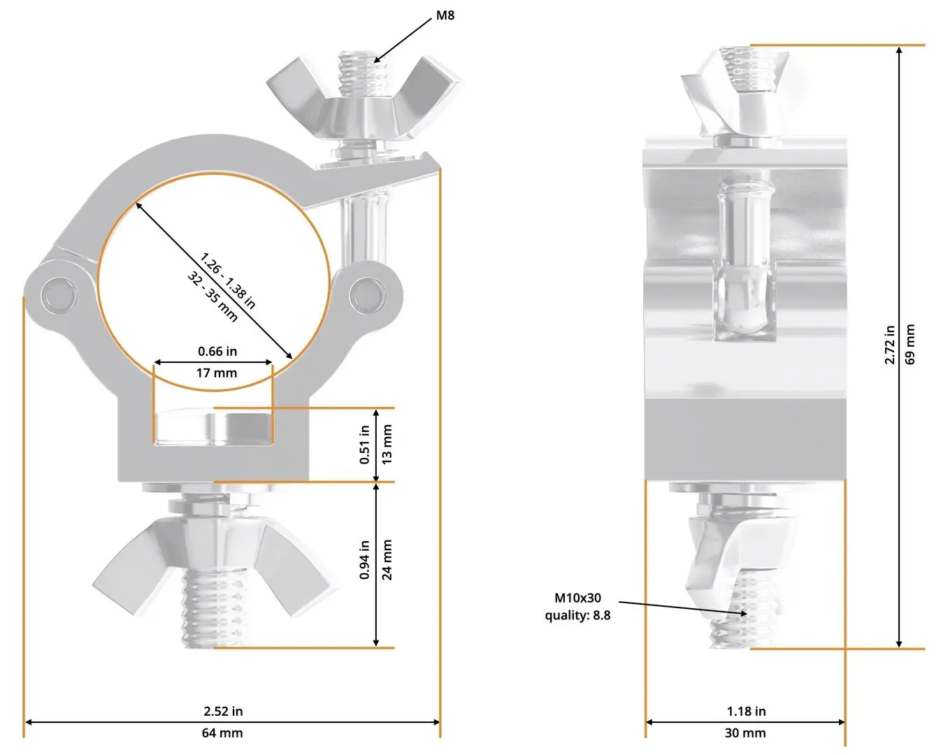 Clema pentru traversa Global Truss 5036 Outdoor Half Coupler