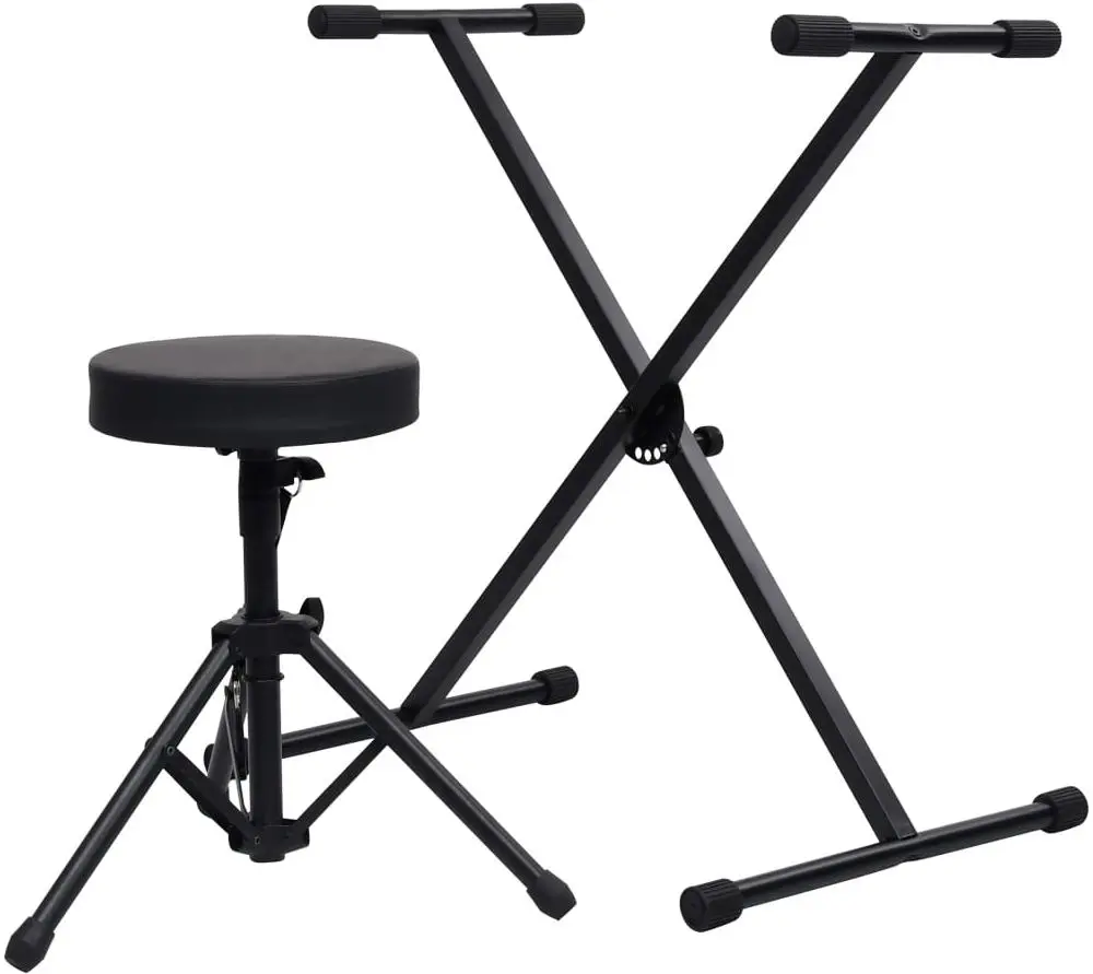 Set suport + taburet pentru instrumnte cu clape VidaXL 70095 (Black)