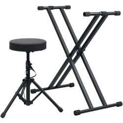Set suport + taburet pentru instrumente cu clape VidaXL 70096 (Black)