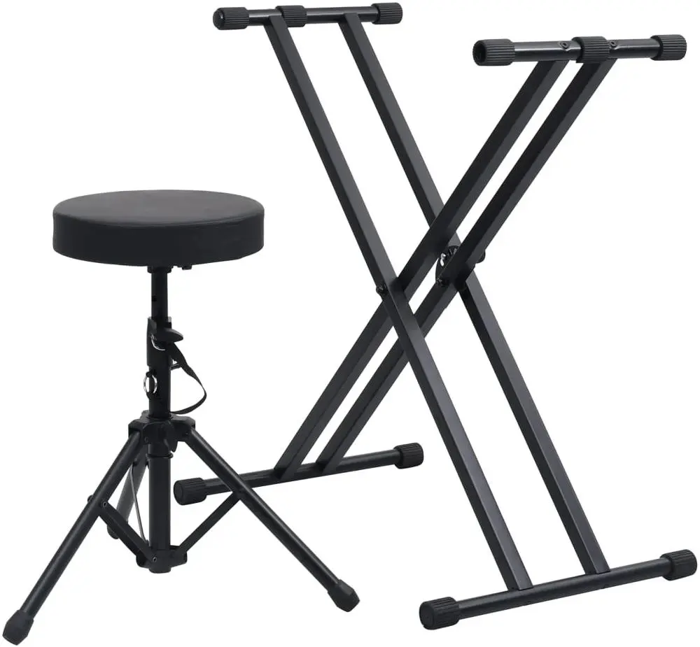 Set suport + taburet pentru instrumente cu clape VidaXL 70096 (Black)