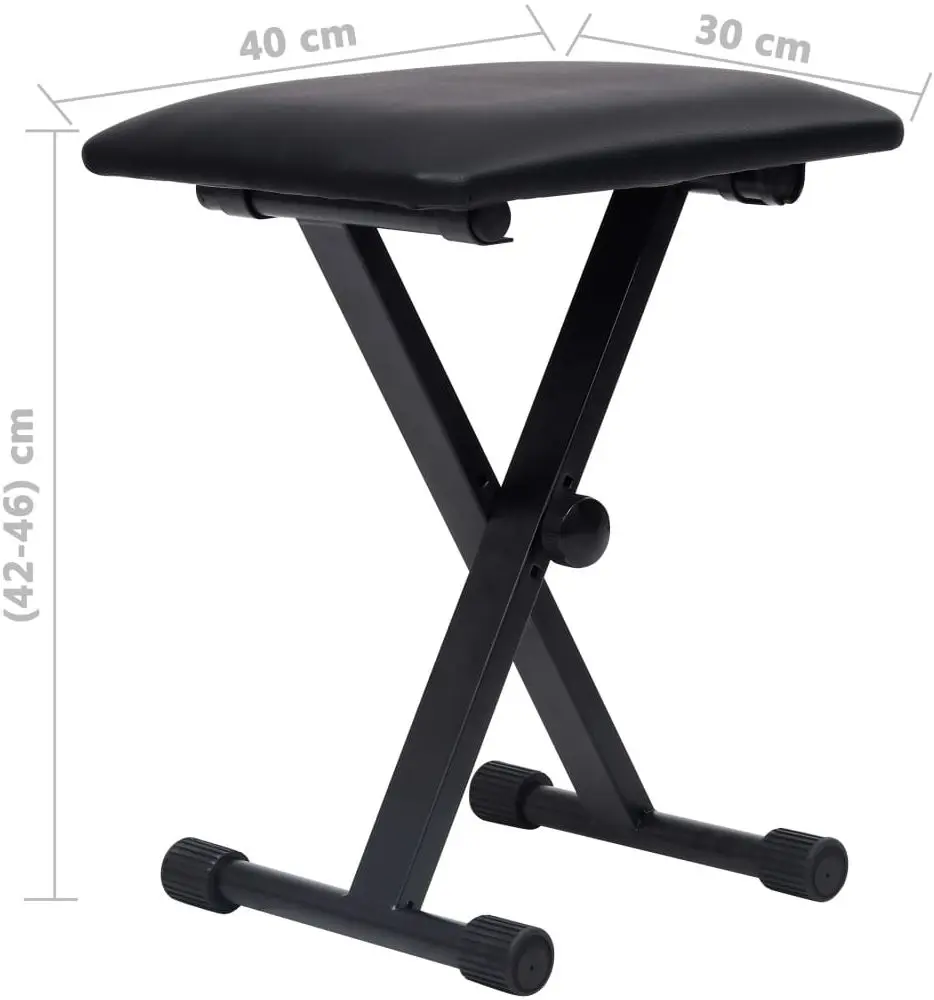 Set suport + taburet pentru instrumente cu clape VidaXL 70097 (Black)