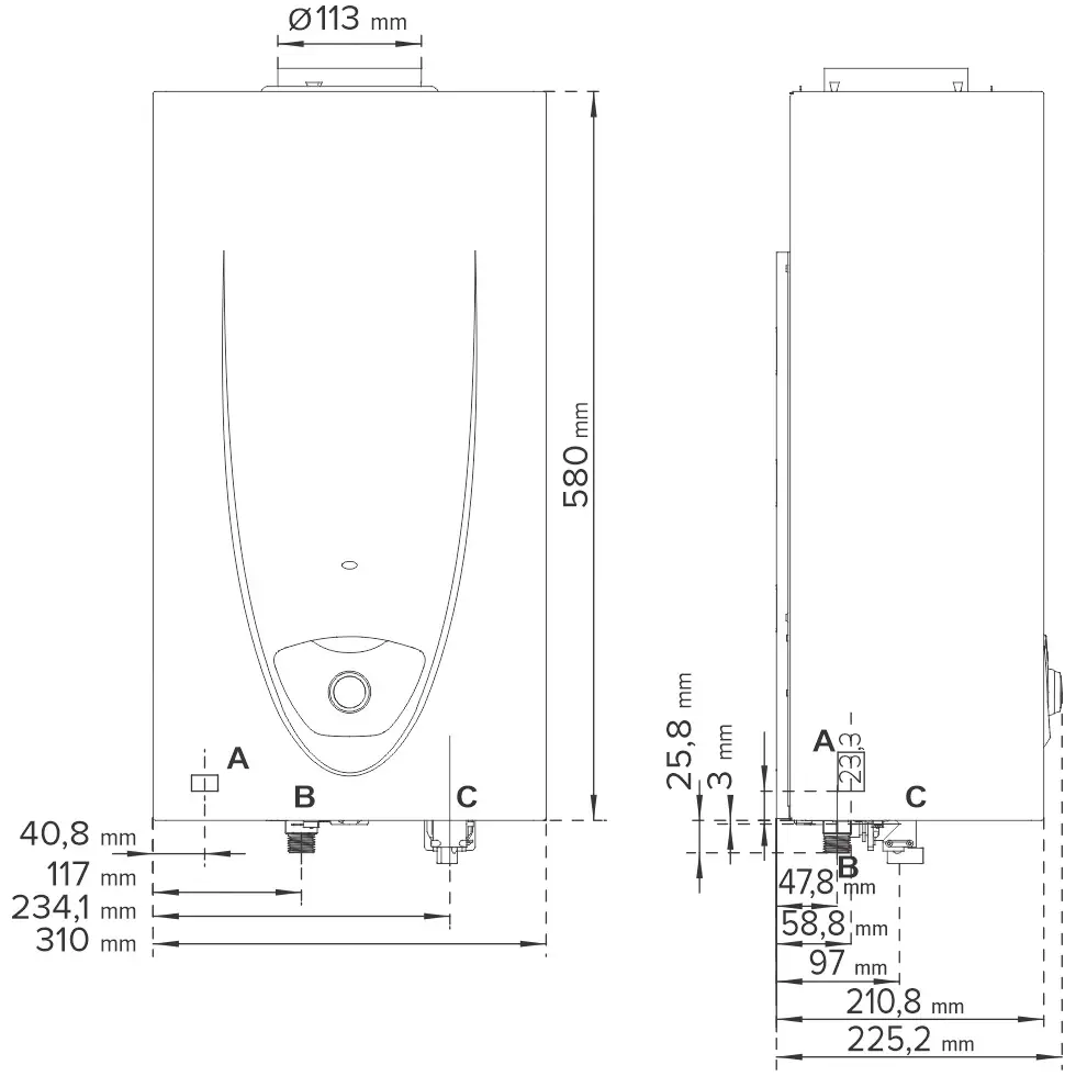Incalzitor instantaneu de apa pe gaz Ariston Fast Evo X Display ONT 11 LPG EU (White) - 3