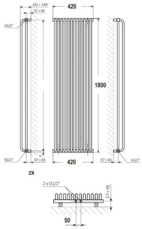 Radiator din otel Terma Cliff 1800x420 (Matte Black) - 3