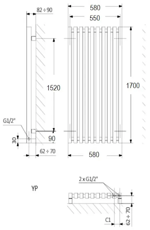 Radiator din otel Terma Triga 1700x580 YP (Yellow Grey) - 4