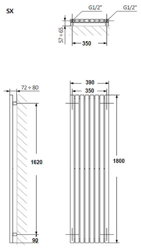 Radiator din otel Terma TRP 1800x390 (Metallic Black) - 5