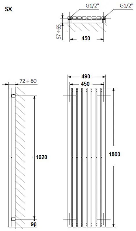 Radiator din otel Terma TRP 1800x490 (Metallic Black) - 3