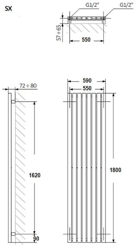 Radiator din otel Terma TRP 1800x590 (Metallic Black) - 3