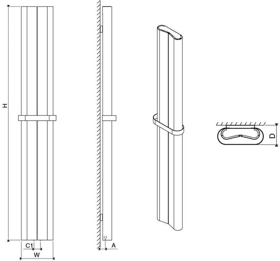 Radiator aluminiu Carisa Curvy Bath CUR 0495180004 1800x495 (White) - 3