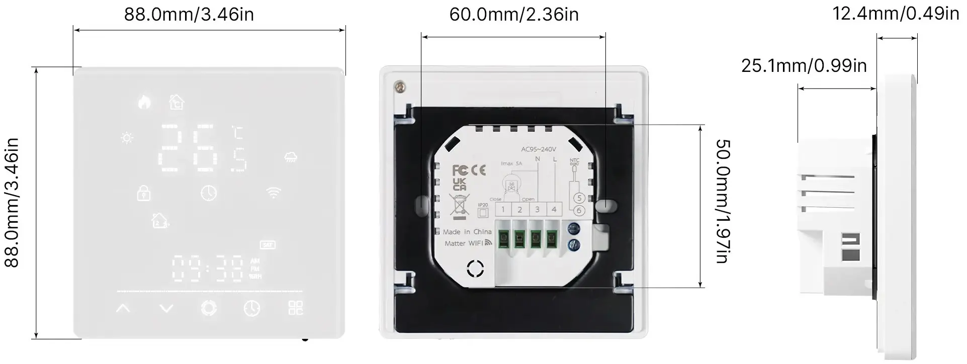 Термостат Moes Matter WiFi MWHT-S02-GB-WH-MS (White)