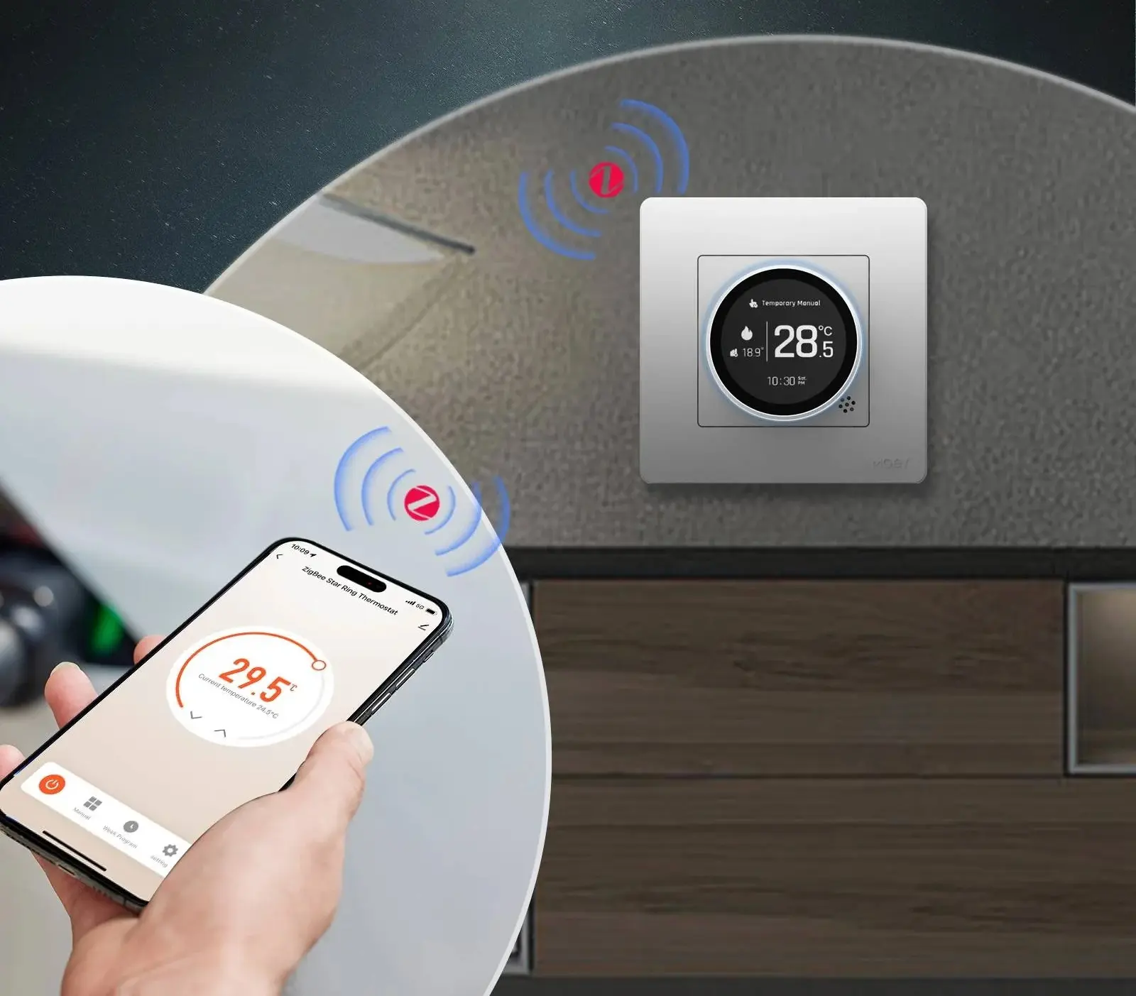 Termostat Moes ZigBee Star Ring ZHT-SR-GC-GY-MS (Grey)