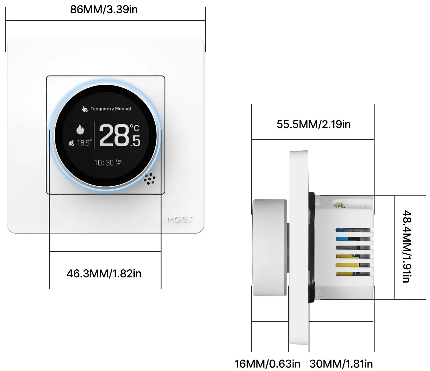 Термостат Moes ZigBee Star Ring ZHT-SR-GC-WH-MS (White)