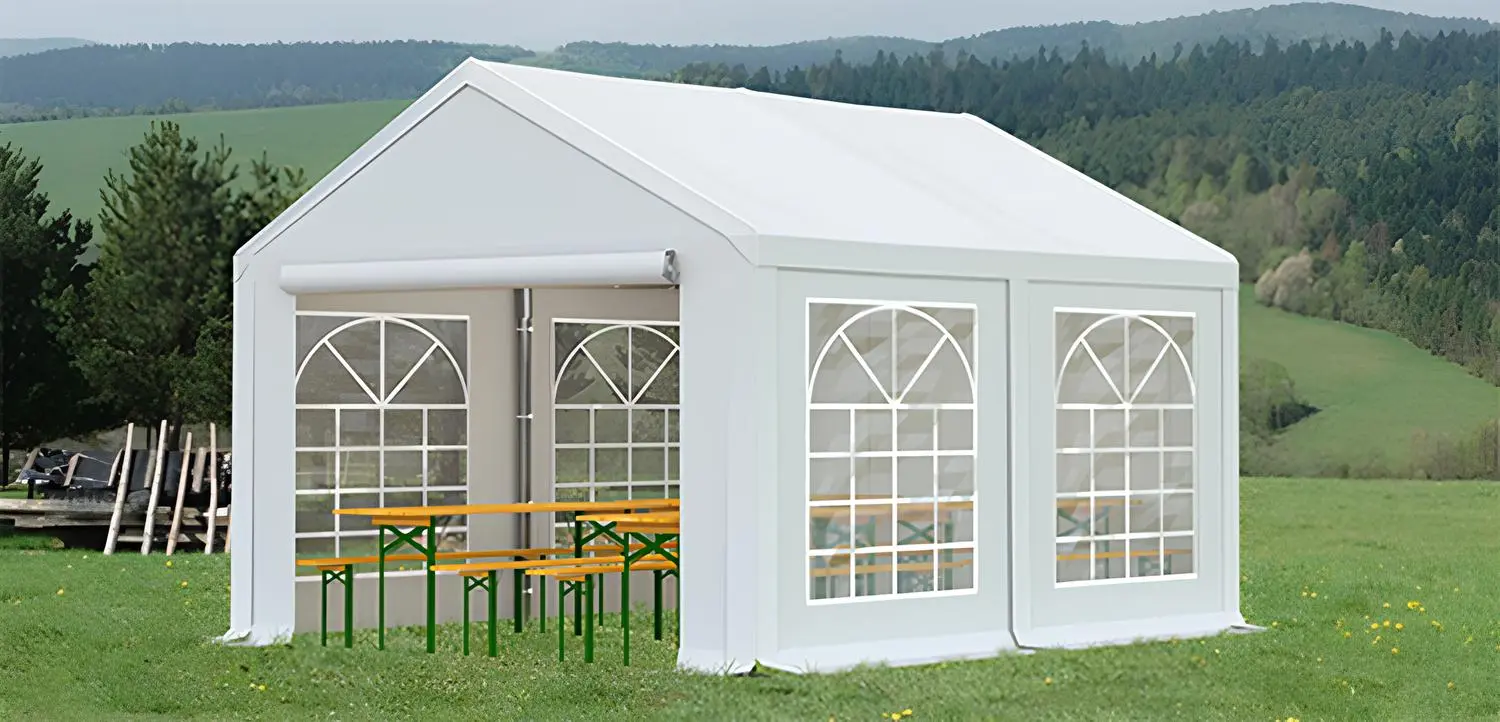 Cort industrial cu ferestre decorative Tent Service PE Classic 3x4 (White)