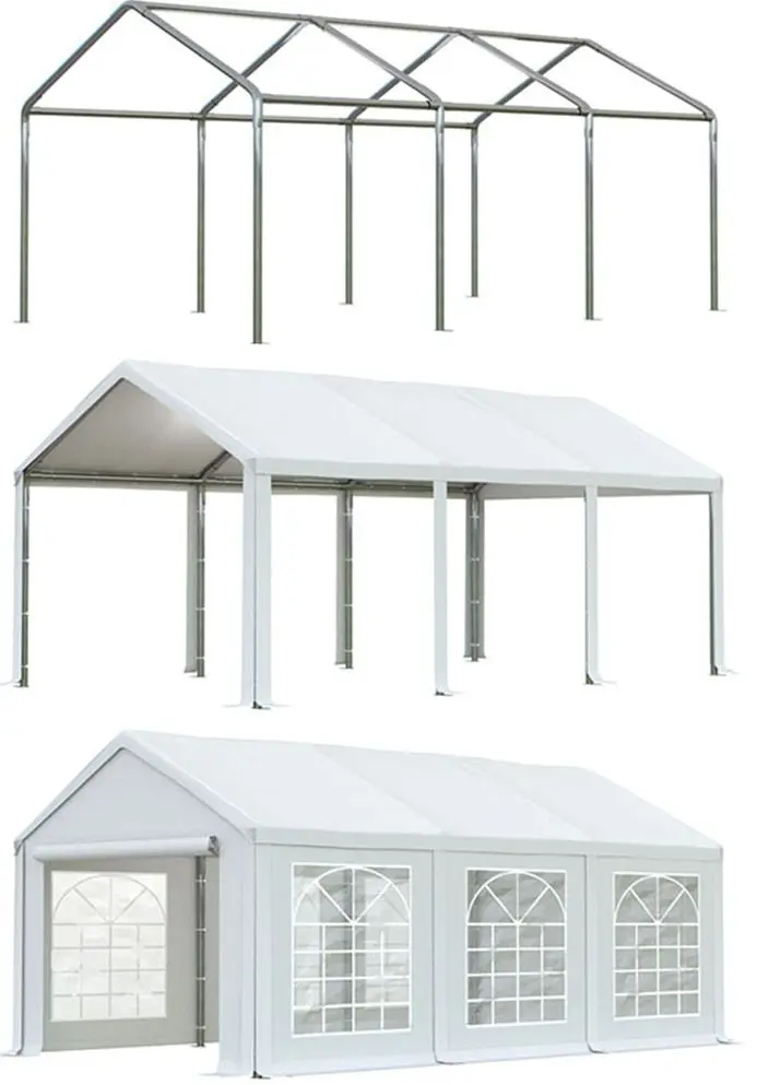 Cort industrial cu ferestre decorative Tent Service PE Classic 3x6 (White)