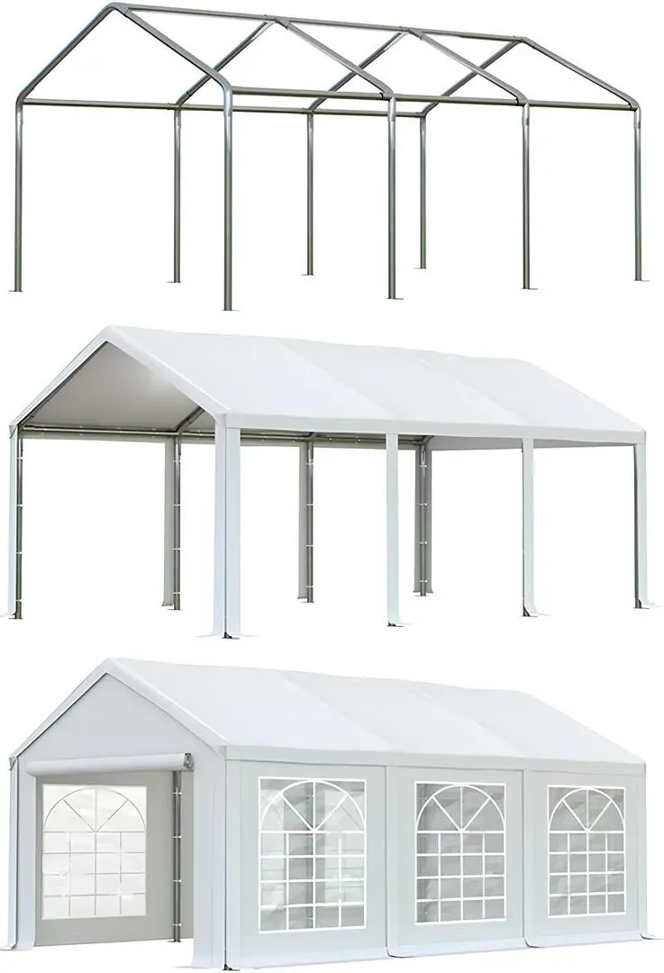 Cort industrial cu ferestre decorative Tent Service PE Classic 4x6 (White)