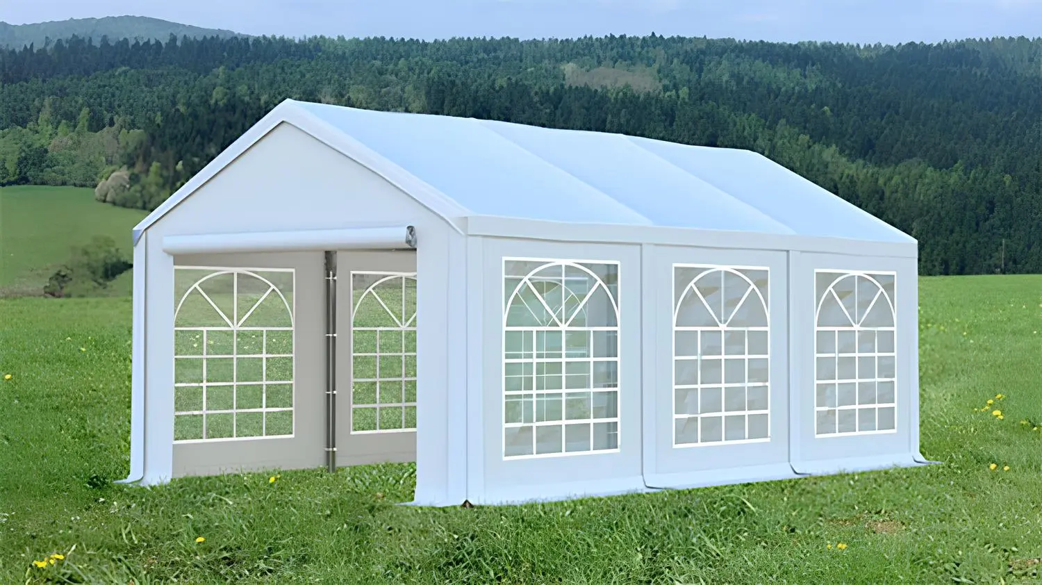 Cort industrial cu ferestre decorative Tent Service PE Classic 4x6 (White)